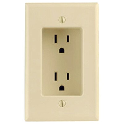 Leviton Recessed Duplex Receptacle, 1-Gang, Light Almond